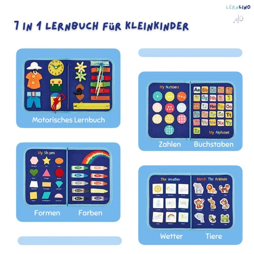 Lernbuch aus Filz mit Tragegriff für Kinder ab 2 Jahre zum Spielen und gleichzeitiges Lernen
